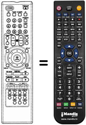Replacement remote control LG DVD 4800