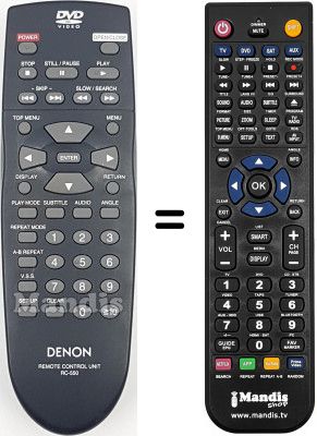 Mando a distancia equivalente Denon DVD 800
