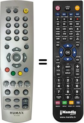 Mando a distancia equivalente Humax IPDR-9800