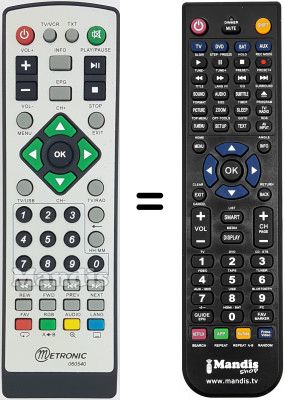 Mando a distancia equivalente Metronic ZAP BOX USB PLAYER