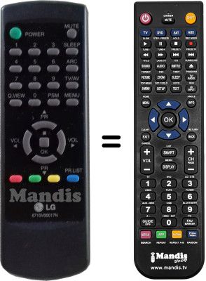 Mando a distancia equivalente LG 6710V00017N Mando a distancia equivalente LG 6710V00017N