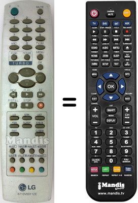Mando a distancia equivalente LG 6710V00112E