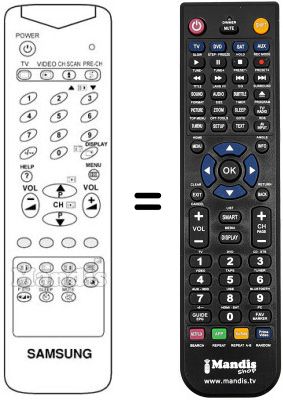 Mando a distancia equivalente Samsung AA5910076P Mando a distancia equivalente Samsung AA5910076P