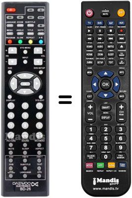 Mando a distancia equivalente Daewoo BD26