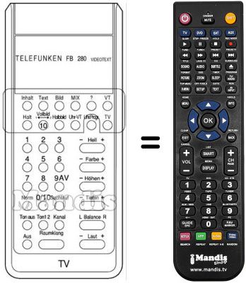 Mando a distancia equivalente Telefunken A560V Mando a distancia equivalente Telefunken A560V