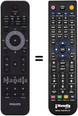 Replacement remote control Philips 221 TE2L Replacement remote control Philips 221 TE2L