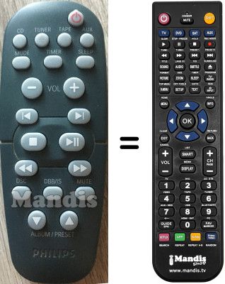 Replacement remote control Philips MCM390 Replacement remote control Philips MCM390