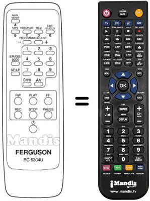 Mando a distancia equivalente RC5304U