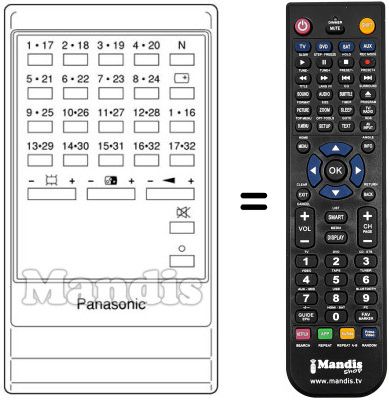 Mando a distancia equivalente Panasonic TNQ1603