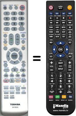 Replacement remote control Toshiba 19DV556DB