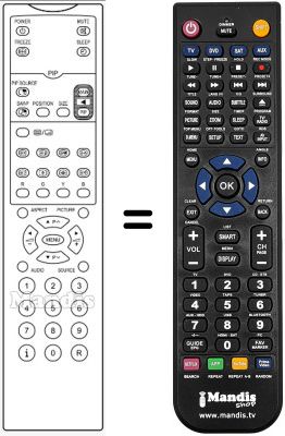 Replacement remote control Videoseven LTV27CH