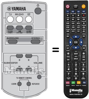 Replacement remote control Yamaha YAS-CU201