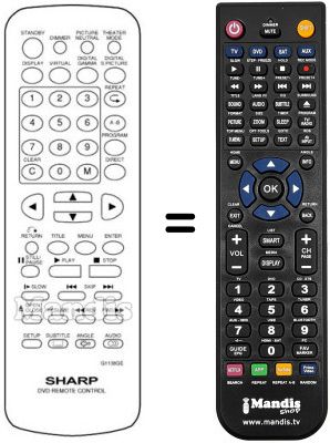 Replacement remote control Sharp RRMCG1138GESA