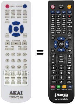 Mando a distancia equivalente Akai TDX-7018