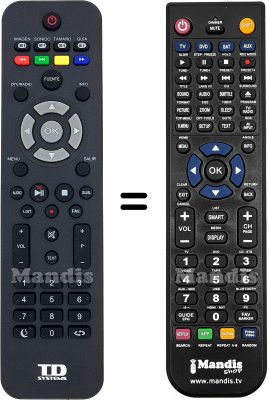 Mando a distancia equivalente TD Systems HVS57401
