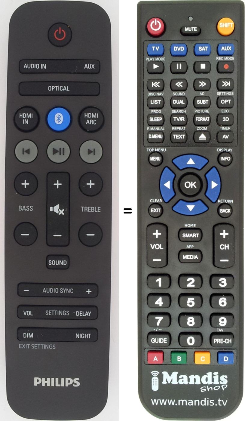 Mando a distancia equivalente Philips 996580005584