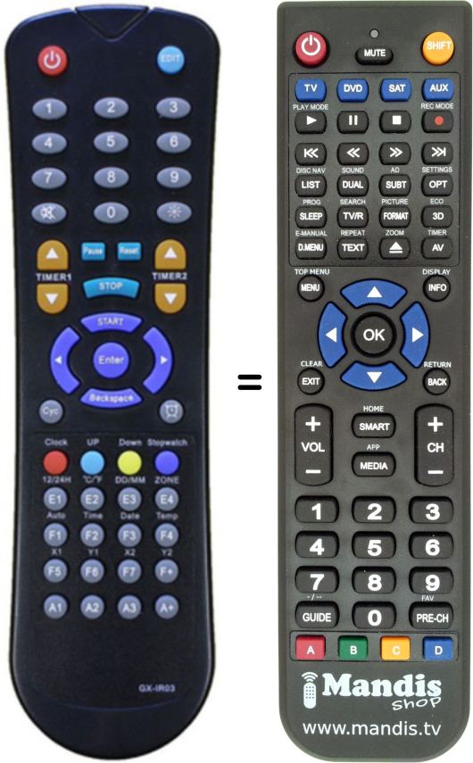 Replacement remote control GX-IR03