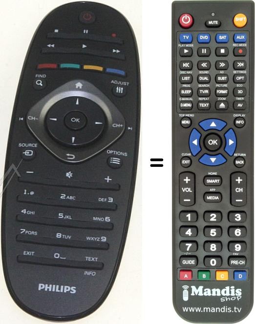 Mando a distancia equivalente Philips 32 PFL 7606 M / 08