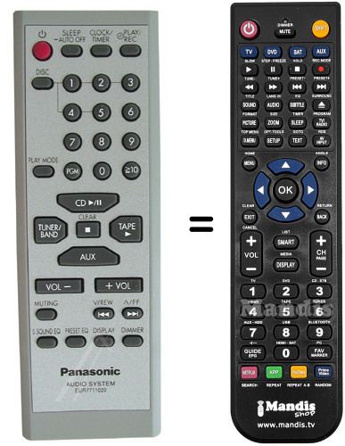 Replacement remote control Panasonic EUR7711020