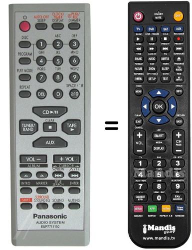 Replacement remote control Panasonic EUR7711150