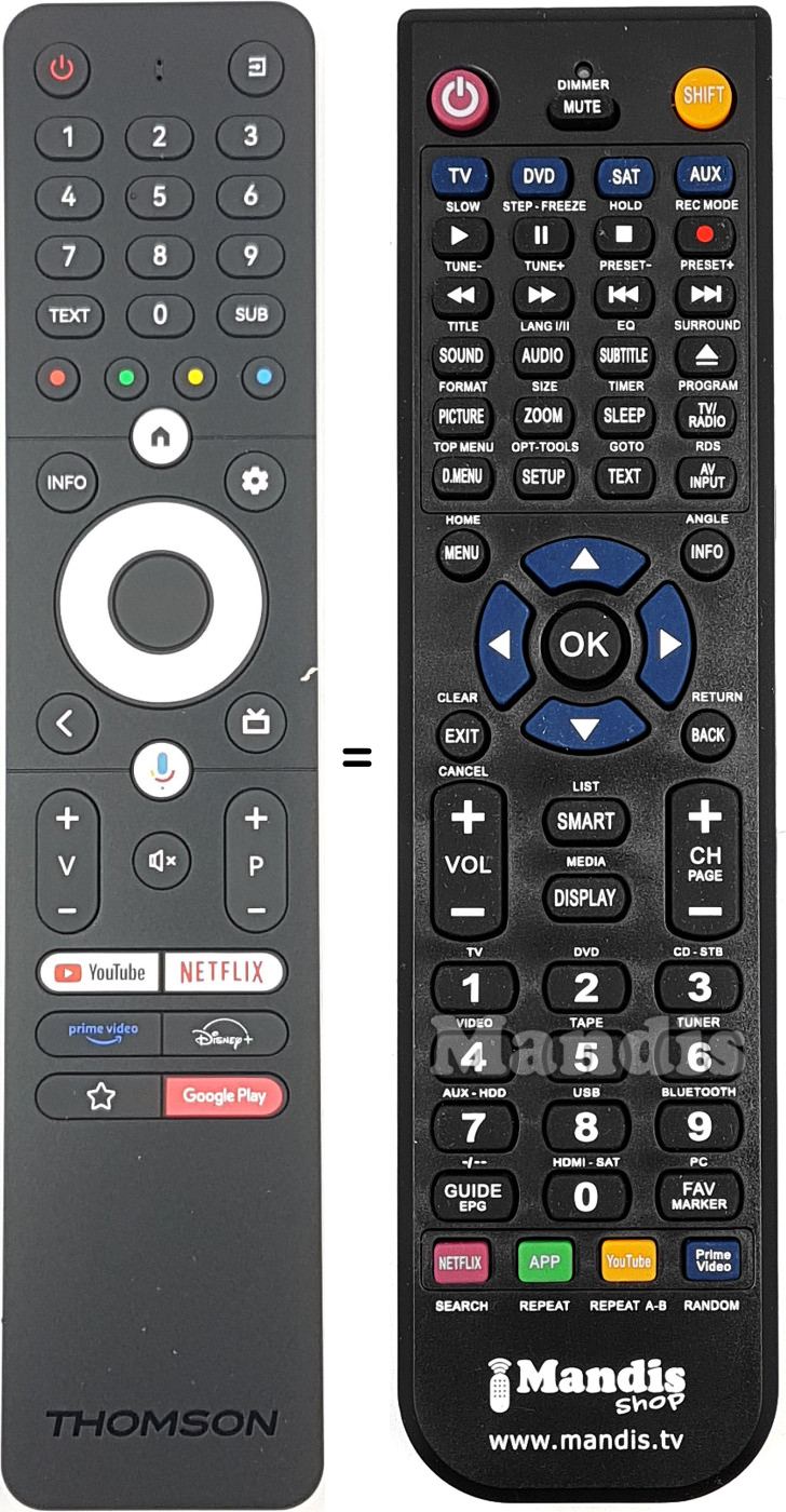 Mando a distancia equivalente Thomson RC112A Mando a distancia equivalente Thomson RC112A