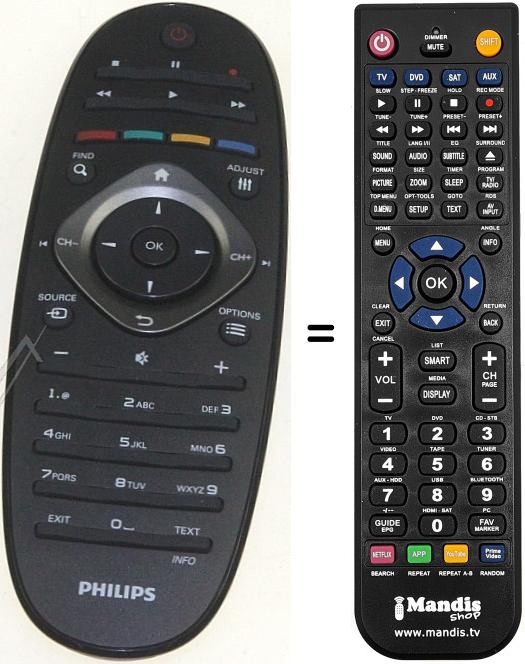Mando a distancia equivalente Philips 32 PFL 7606 M / 08