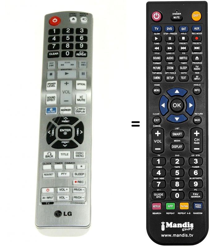 Mando a distancia equivalente LG COV30849804