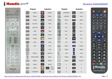 N2QAYA000097 Mando a distancia original Panasonic